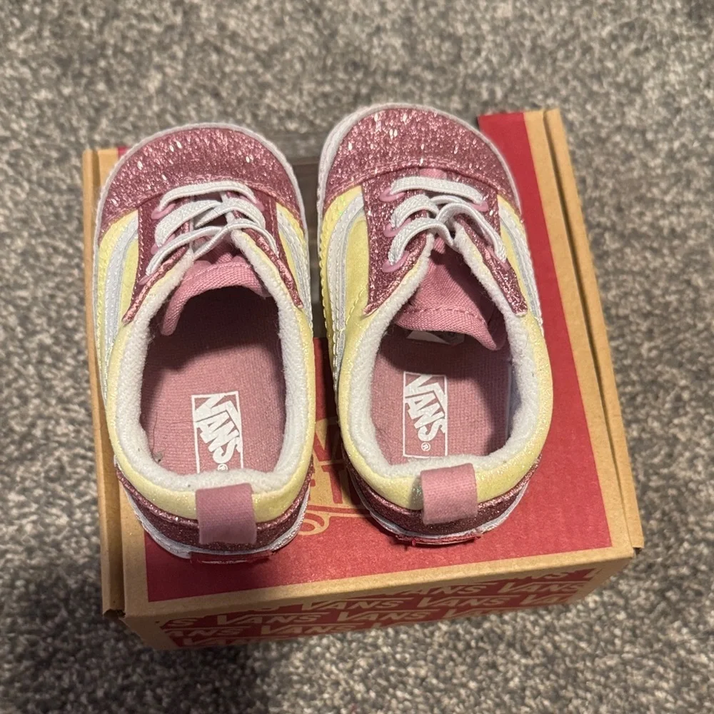 Vans Kids Pink Glitter and Yellow Sneakers
